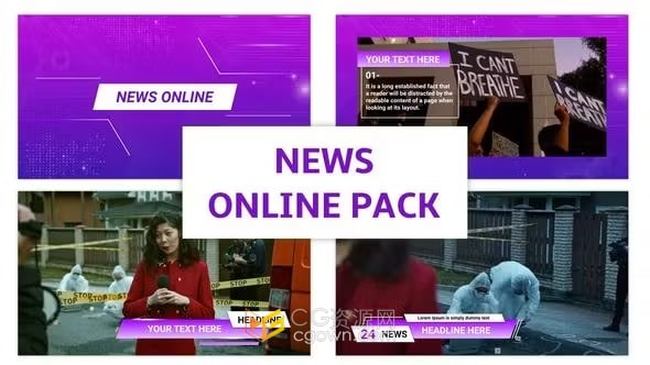 AE模板-世界各地的最新新闻动态和突发头条新闻包装元素