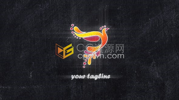 AE模板-儿童绘画培训兴趣班教育品牌LOGO粉笔绘图动画视频片头