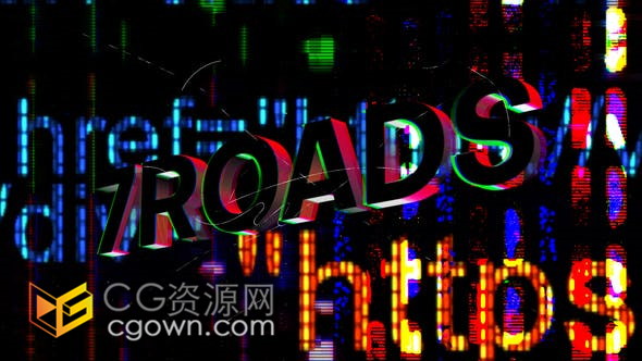 AE模板-彩色故障动画效果标志视频片头制作Glitch Logo