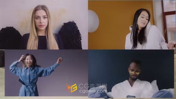 AE模板-极简多屏照片开场白社交媒体视频博客介绍片头