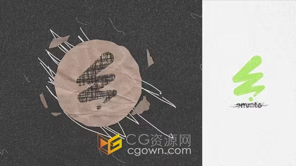 纸张动画和涂鸦元素定格动画风格纸张LOGO片头-AE模板