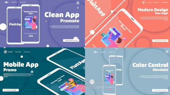 AE模板-手机APP应用程序动画演示Flat App Promo
