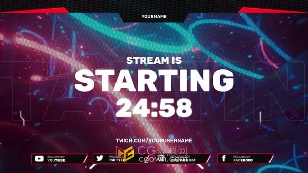 AE模板-视频游戏直播元素包装Red Stream Gaming Pack