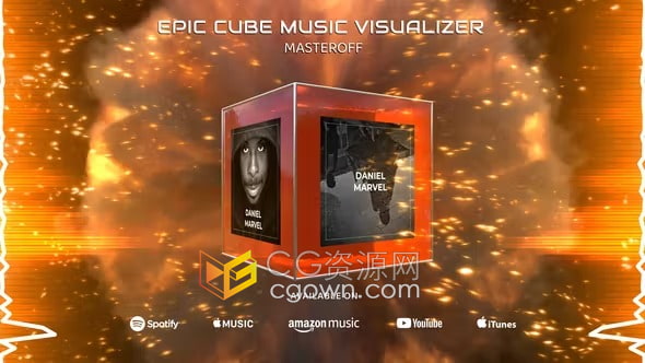 立方体音乐展示台3D声音可视化歌曲宣传Epic Cube Music Visualizer-AE模板