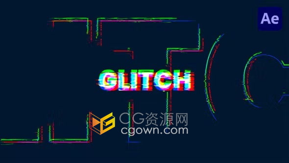 时尚动感创意故障文本介绍Glitch Text Intro制作AE标题文字动画模板