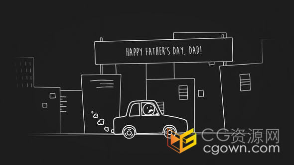 AE模板-线条涂鸦场景动画片父亲节父母节传达爱可爱视频片头