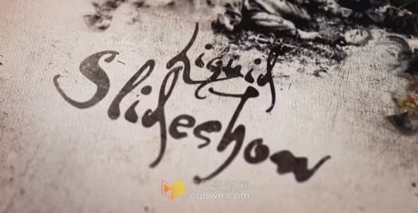 AE模板-复古旧纸水墨动画纪录片水彩素描液体幻灯片