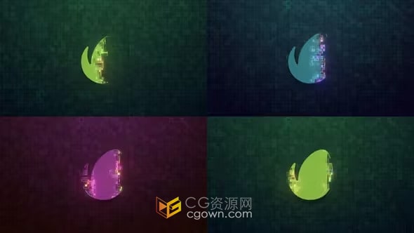 AE模板-像素扫描标志展示网络游戏高科技企业LOGO动画