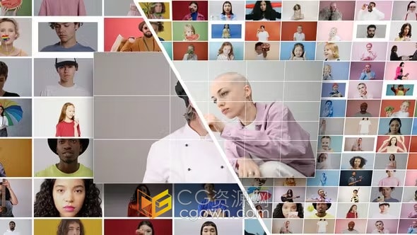 10秒内显示100 多张照片/视频简短LOGO开场白相册片头-AE模板