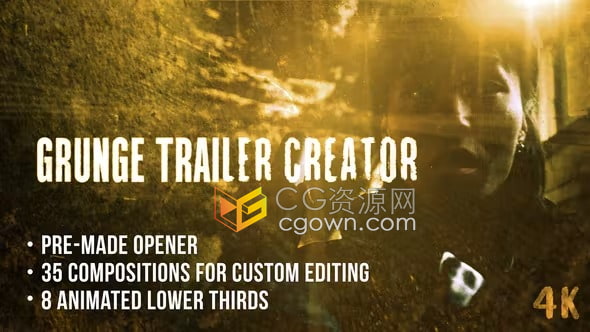 制作黑暗紧张恐怖效果Grunge Trailer病毒题材视频电影预告片-AE模板