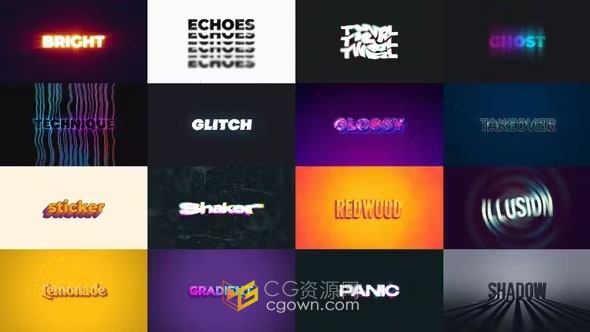 AE与PR模板-创意3D文本预设带阴影发光效果卡通动画标题