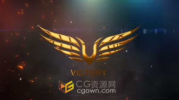 火花粒子场景发光明亮金色标志动画-AE模板