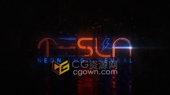 AE模板-制作电力闪烁光线霓虹灯LOGO动画效果视频片头
