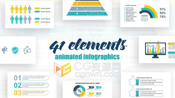 AE模板-41个公司信息图表动画效果制作Infographics Vol.38