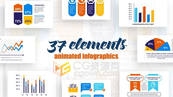 AE模板-37个启动数据库分析项目数据信息图表元素Infographics Vol.40