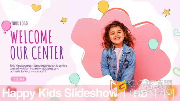 快乐儿童成长中心介绍创意课程少儿培训教育机构宣传片-AE模板