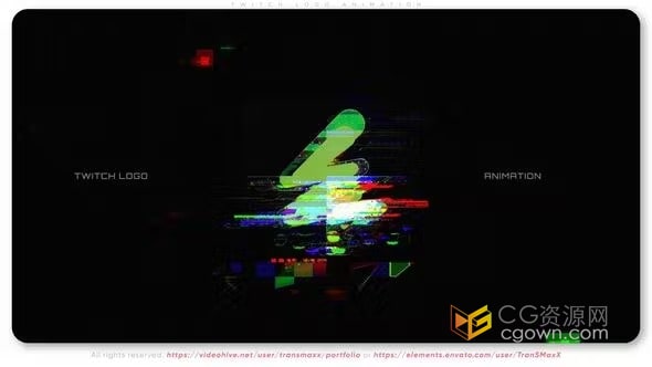 抽搐风格和电视噪音Twitch故障标志动画-AE模板