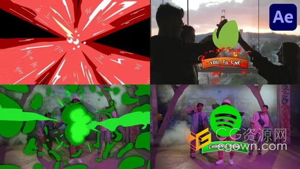 彩色卡通漫画爆炸标志Comic Explosion Logo Opener-AE模板