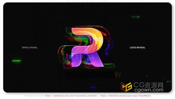 故障风格和太空信号设计有趣的能源标志动画-AE模板