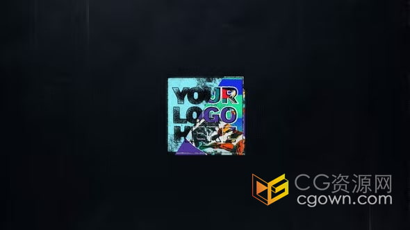 邋遢纹理纸屑和喷漆拼贴画效果Grunge涂鸦徽标-AE LOGO模板