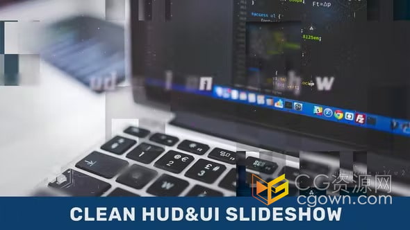 带有粒子和HUD UI元素数据安全网络科技公司宣传片-AE模板