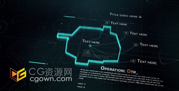 AE模板-数字化科技感宣传片头或反恐计划任务信息地图动画视频