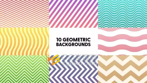 彩色波纹波浪条纹图形动画海报背景元素免费下载-AE模板