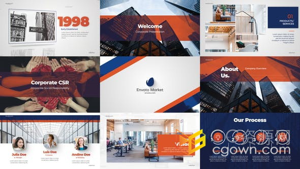 AE模板-制作公司幻灯片演示时间轴活动简介视频企业社会责宣传片