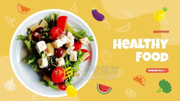 健康饮食餐厅宣传广告美味餐饮菜单展示Healthy Food Menu-AE模板