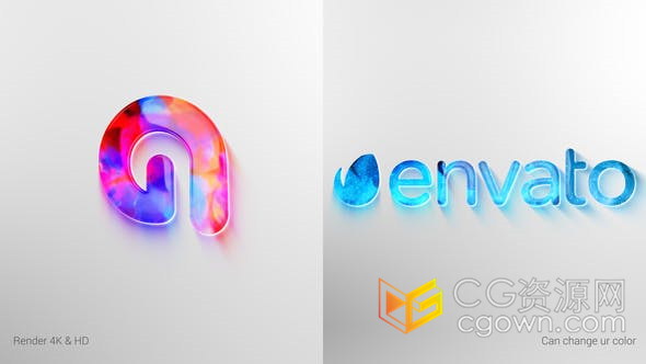 AE模板-制作彩色水晶玻璃效果LOGO动画演绎视频片头4K工程