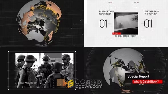 AE模板-地球动画新闻频道包装Special Report News Broadcast Pack