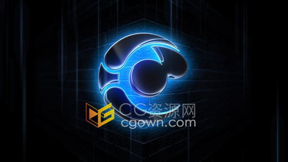 AE模板-制作黑色玻璃发光LOGO动画视频片头工程文件