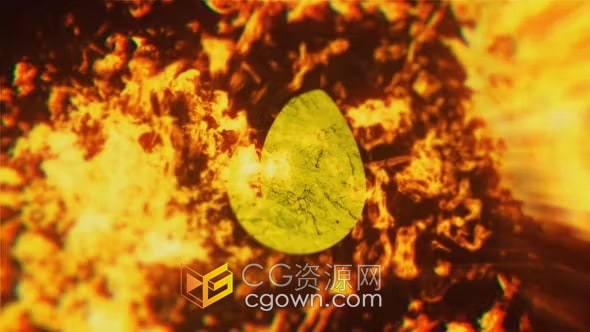 黄金火焰燃烧烈火电影大片标志标题动画-AE模板
