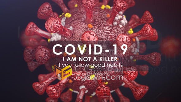 AE模板-E3D插件制作Covid-19冠状病毒动画介绍文字标题视频效果