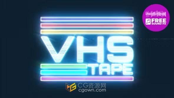 VHS Logo Reveal复古科技感霓虹灯标志动画-AE模板