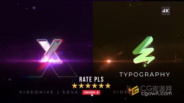 动态史诗般高能量RGB 故障标志动画-AE模板