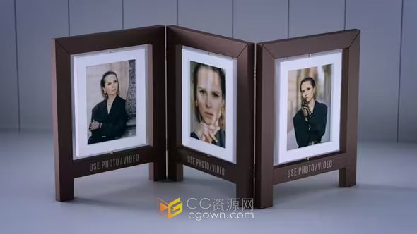 AE模板-3D桌面相框照片展示人物介绍视频开场