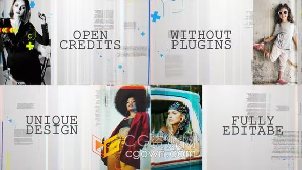 AE模板-明亮玻璃效果时尚故障标题现代图文展示开场视频