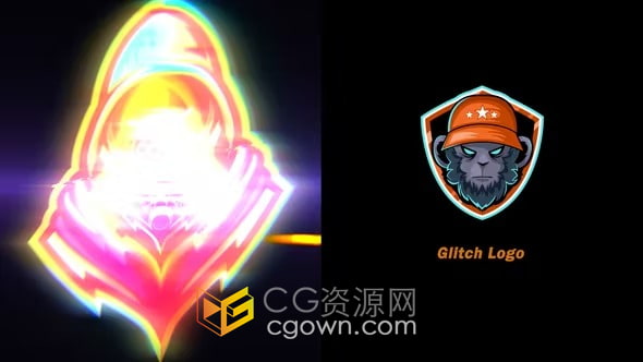 4K时尚快速故障效果媒体频道开场白标志介绍结尾动画-AE模板