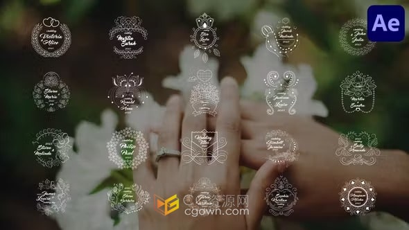 AE模板-优雅浪漫圣洁花卉藤蔓婚礼标题结婚典礼婚庆活动文本动画