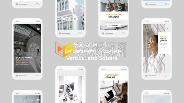 AE模板-社交媒体动态宣传海报动画小视频制作垂直和方形屏幕画面
