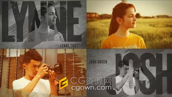 AE模板-创意撕纸动画时尚冻结帧定格效果人物介绍视频电影预告片