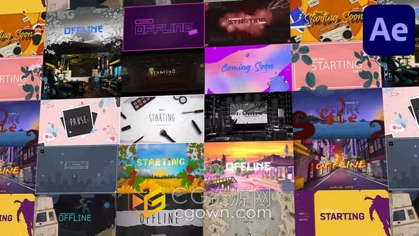 AE模板-带100种高品质音效20个不同主题背景海报Looped Backgrounds