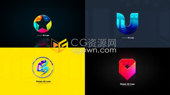 AE模板-4组3D动画效果标志LOGO视频片头制作工程文件
