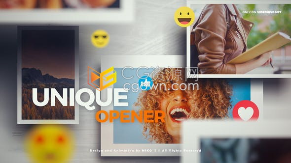 AE模板-社交媒体视频vlog开场介绍相册动画时尚照片幻灯片片头