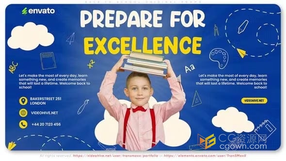 AE模板-活力色彩缤纷动画展示学校教育机构宣传视频