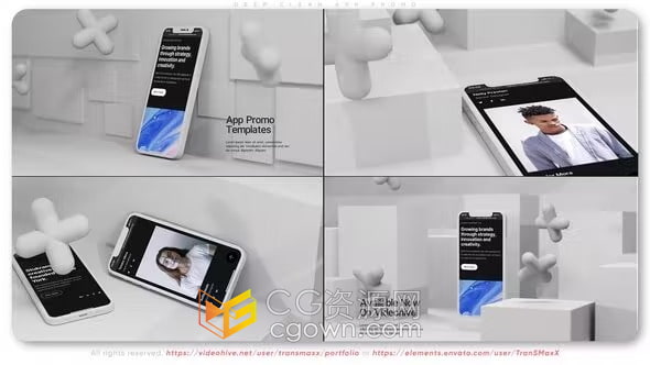 AE宣传模板-手机商店广告制作3d演示风格新应用程序游戏APP网站介绍