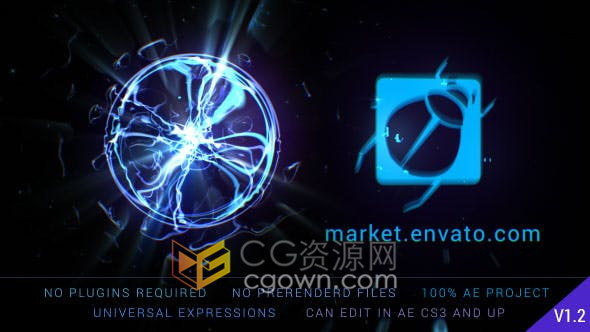 AE模板-原子能量电流发光高科技LOGO动画视频片头制作