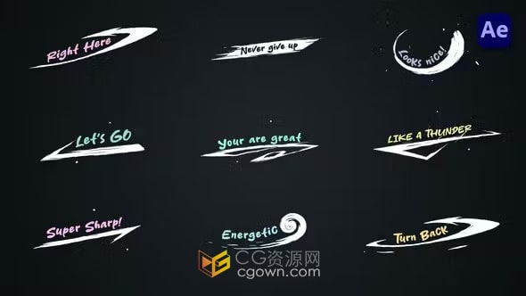 手绘卡通草图画笔涂鸦标题动画-AE时尚文本模板