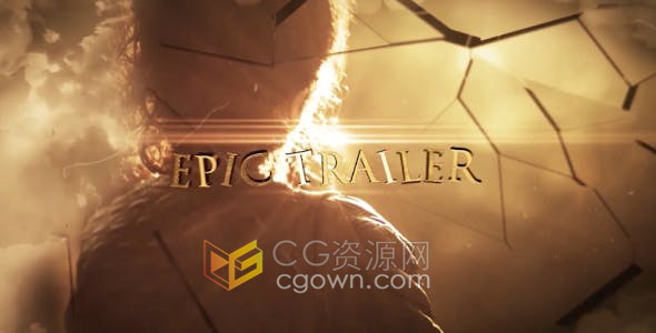 AE模板-制作电影预告片破碎画面天空烟雾3D文字动画效果